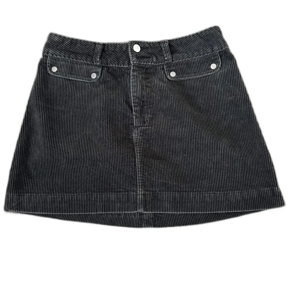 Abercrombie & Fitch Corduroy Mini Skirt Dark Academia Forest Green Size 8 - Picture 2 of 8